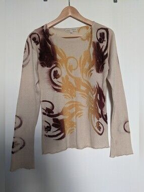 MARIKA Charles Beige Floral Print Long Sleeve Top
